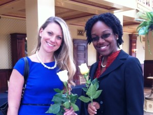 Ashley Blasewitz and Wendy Gustama after the Athena Luncheon.